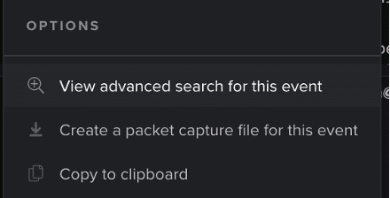 Darktrace metamodel advanced search options