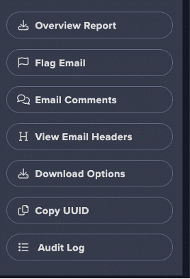 Darktrace email hamburger menu