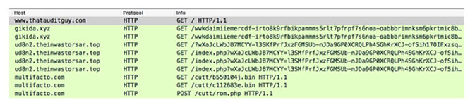A genuine website being compromised with malicious code, redirecting the user