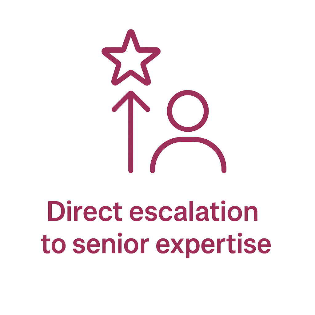 Direct escalation to senior expertise